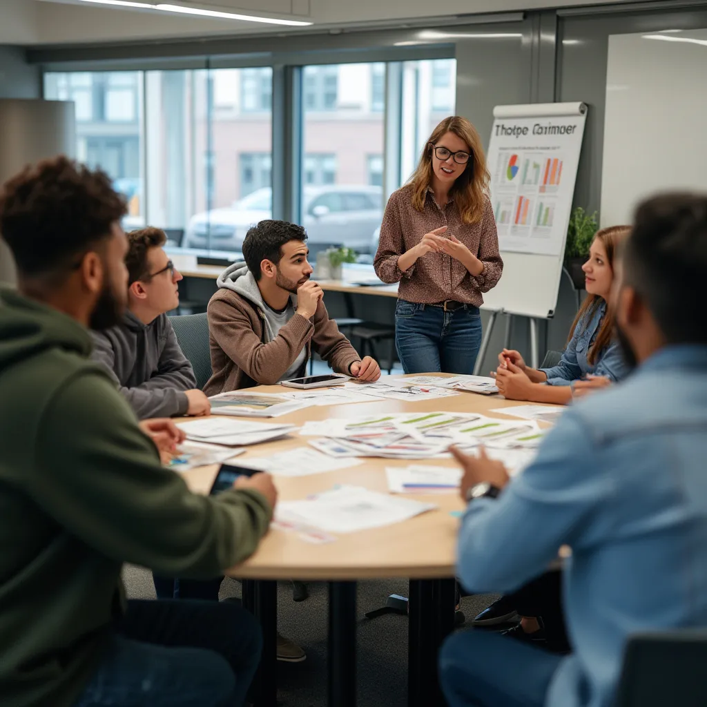 Jóvenes participando en curso sobre finanzas