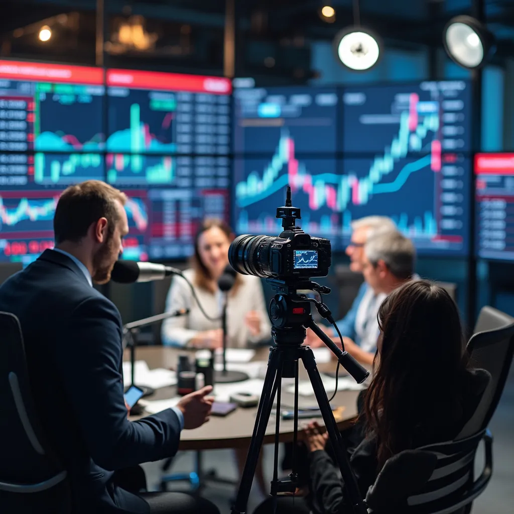 Equipo produciendo videocast financiero